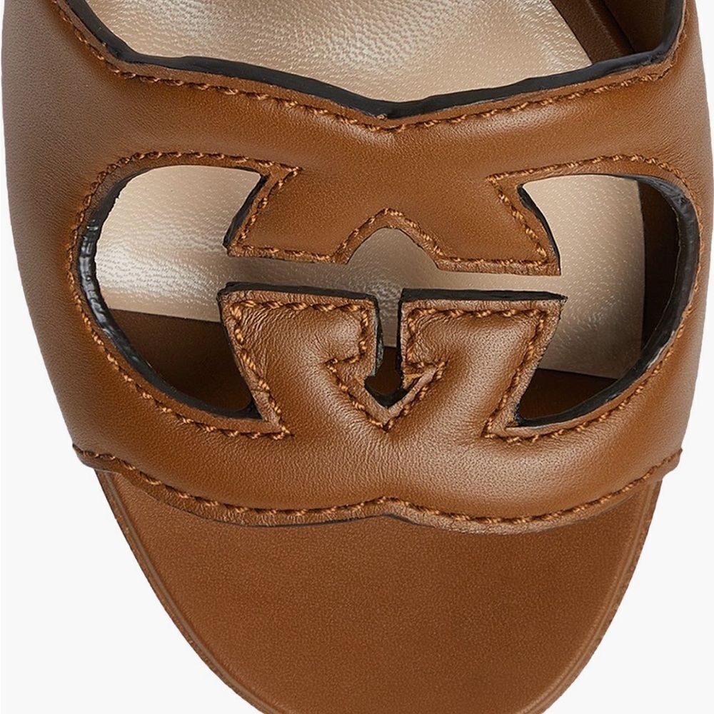 Gucci/Dust Bag Interlocking G Cutout Platform Sandal 38.5/8 $1100 - Picture 3 of 14